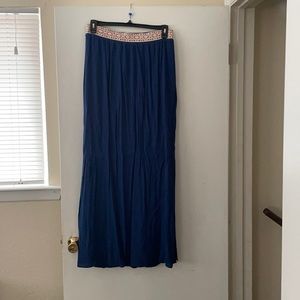 Blue linen maxi skirt
